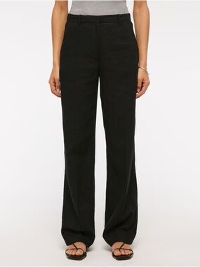 Abercrombie & Fitch Linen Blend Wide Leg Pants Black 26 2L Tailored Minimalist